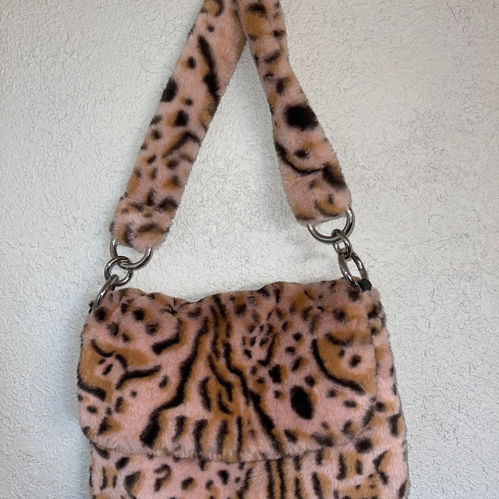 Topshop Animal Print Faux Fur Purse